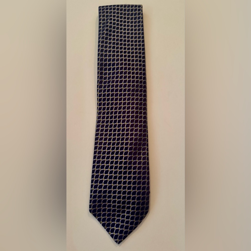 Ike Behar Blue, Purple and Gold Diamond Pattern Tie
